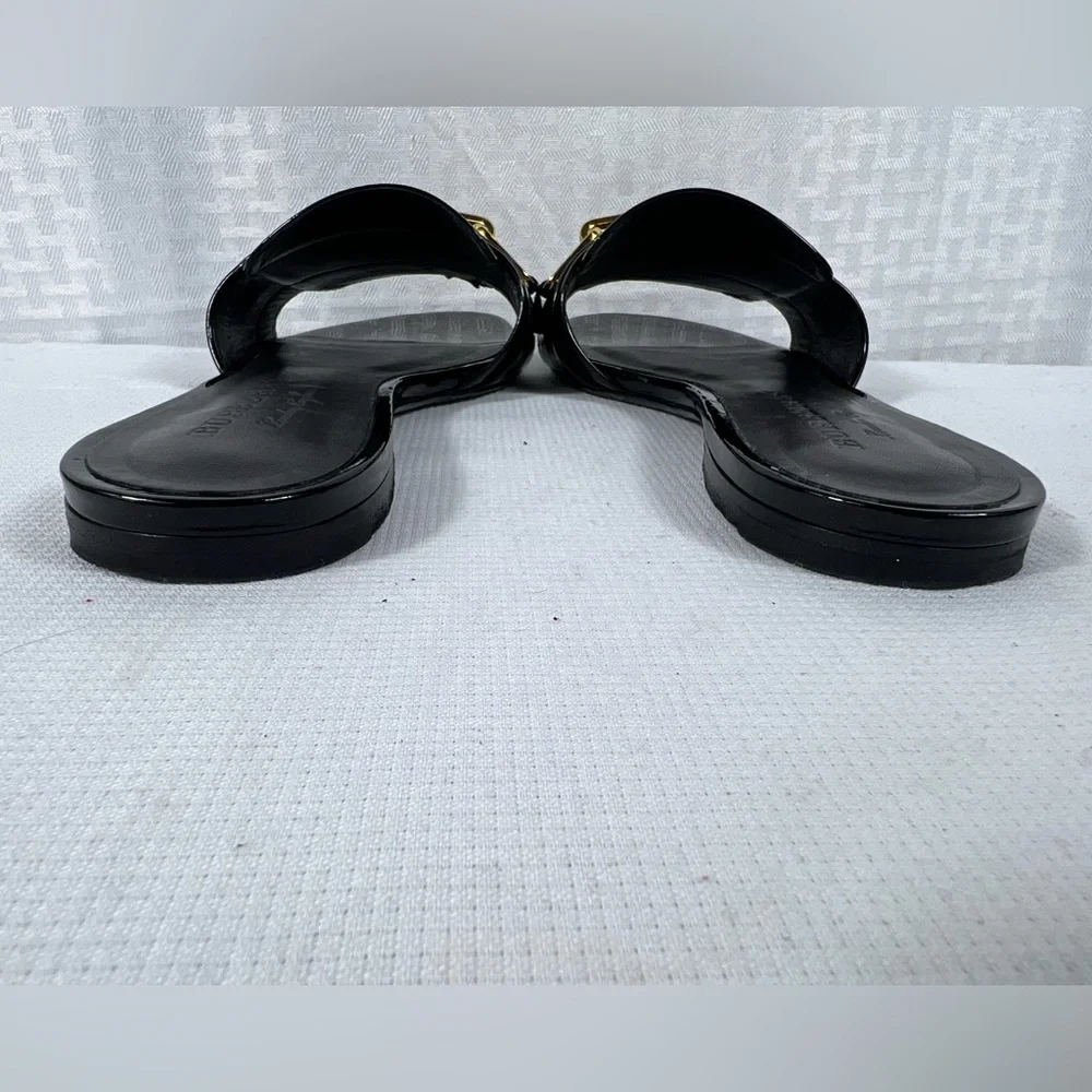 Burberry Coleford Black Patent Leather Chain Sandals EU 37